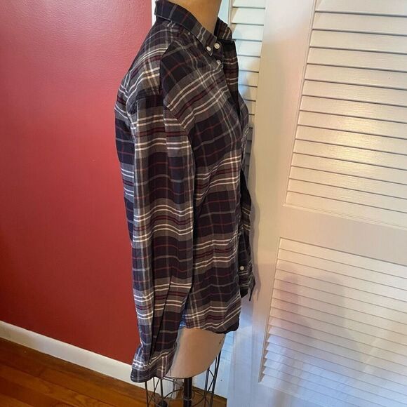 H&M | red gray multicolor plaid button up shirt S - Picture 3 of 7